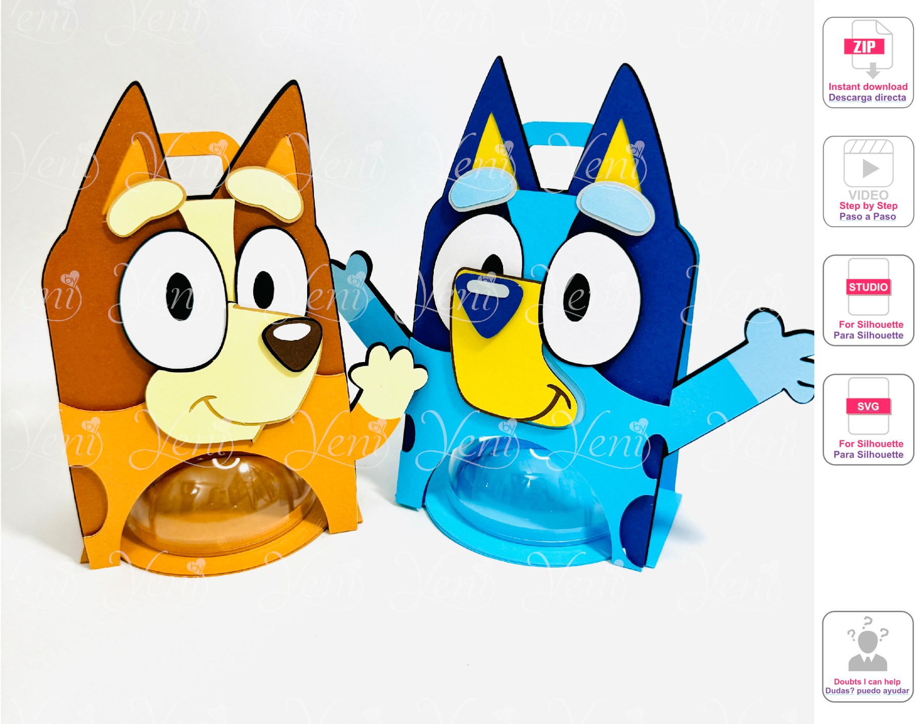 Pack Bluey and Bingo candy holder – For 8cm / 3.15” Sphere – Digital Files