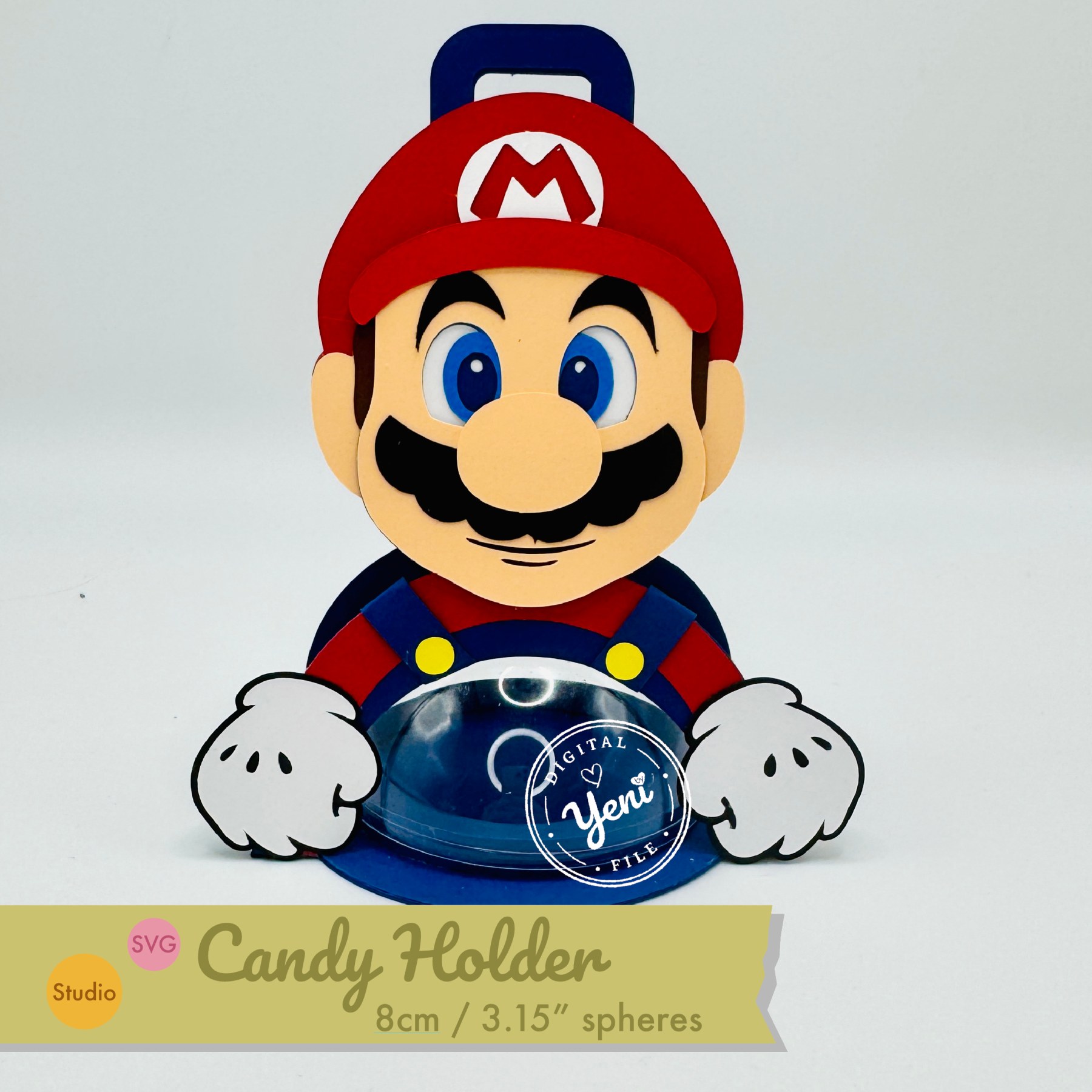 Mario Bros candy holder - For 8cm / 3.15” Sphere - digital file - SVG and Studio - Mario