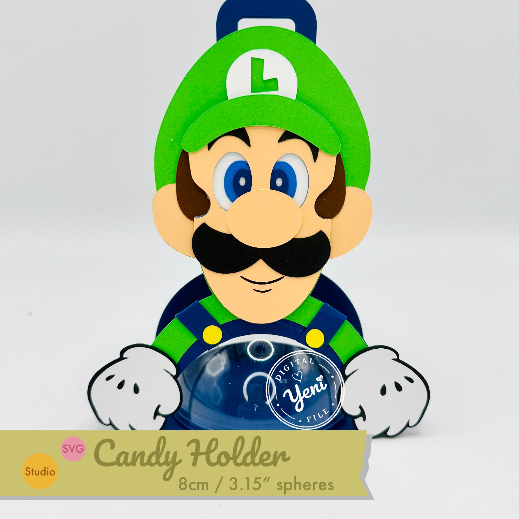 Luigi Bros candy holder - For 8cm / 3.15” Sphere - digital file - SVG and Studio