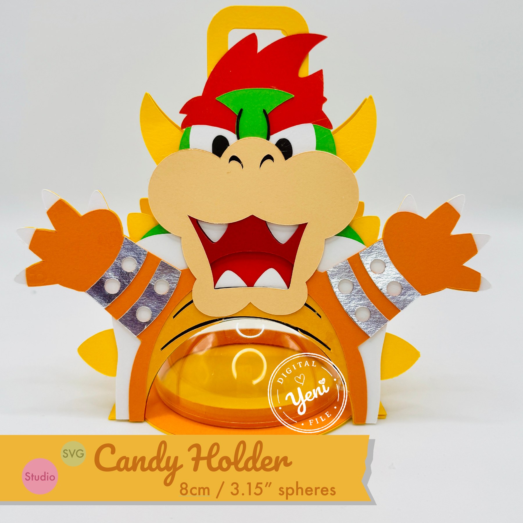 Bowser candy holder - For 8cm / 3.15” Sphere - digital file - SVG and Studio