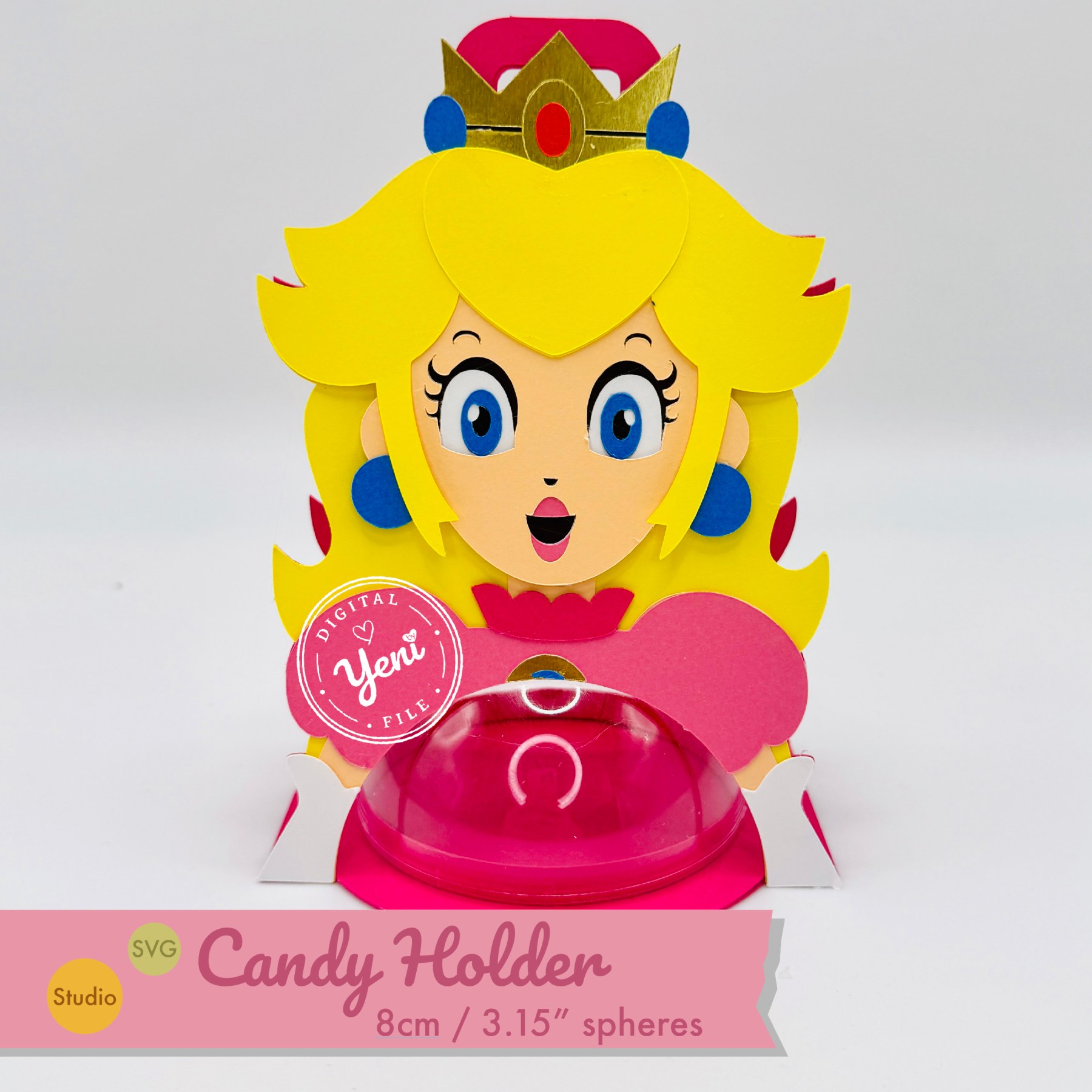 Peach candy holder - For 8cm / 3.15” Sphere - digital file - SVG and Studio
