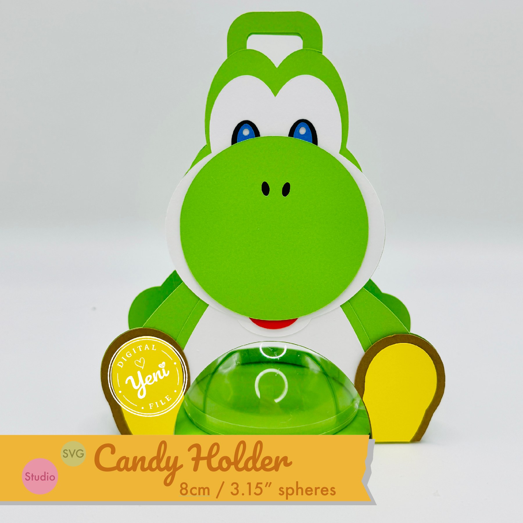 Yoshi candy holder - For 8cm / 3.15” Sphere - digital file - SVG and Studio