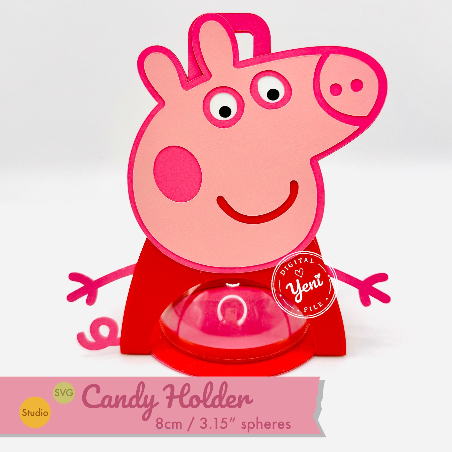Peppe Pig candy holder - For 8cm / 3.15” Sphere - SVG and Studio files