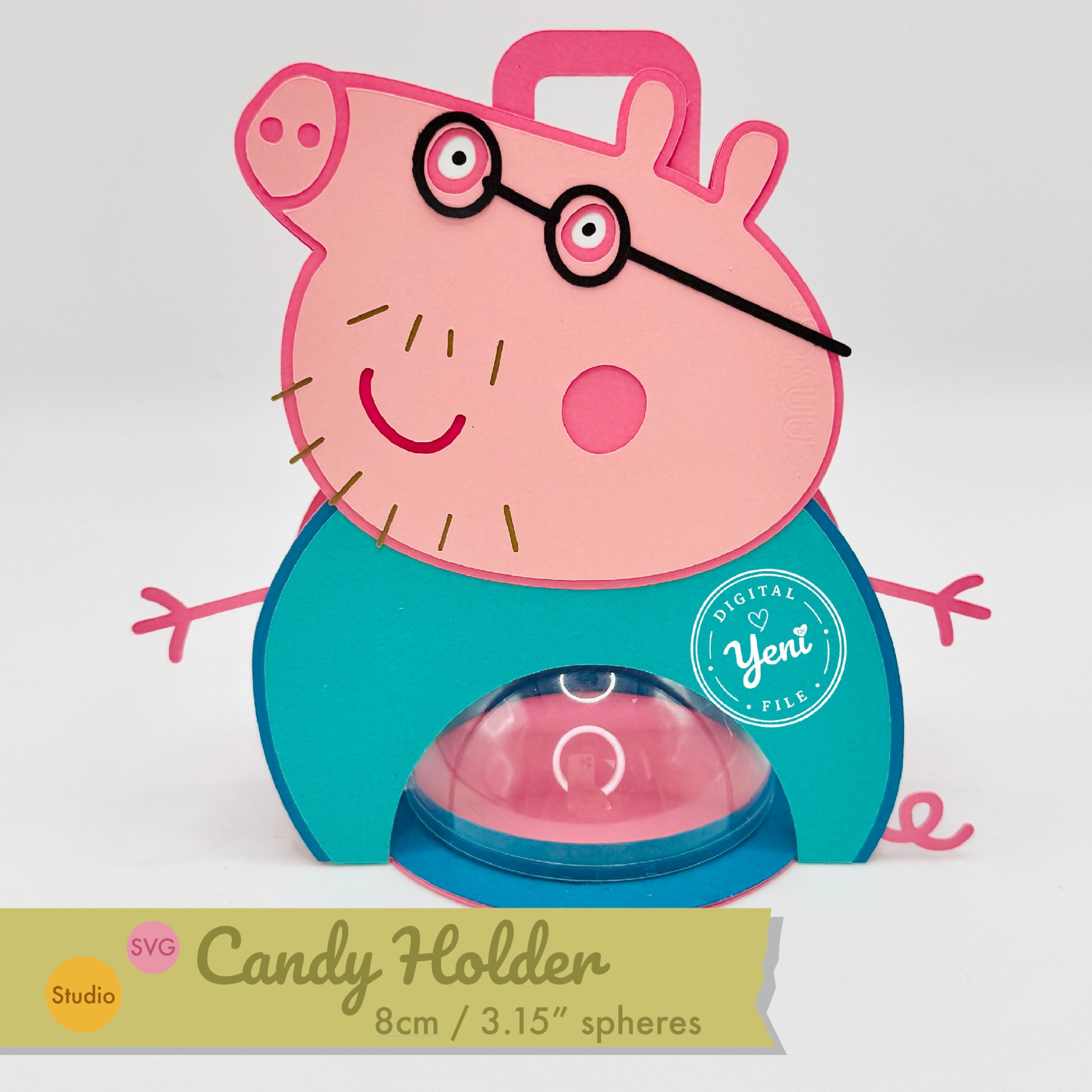 Daddy Pig candy holder - For 8cm / 3.15” Sphere - SVG and Studio files