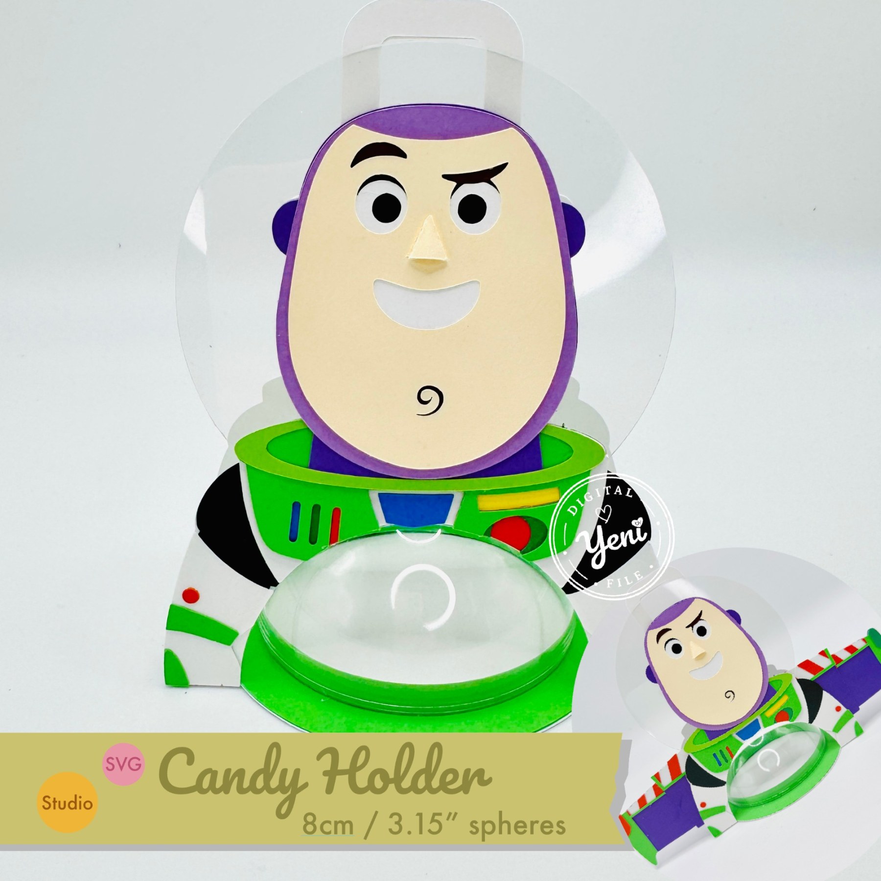 Buzz Lightyear Toy Story candy holder - For 8cm / 3.15” Sphere - SVG and Studio files