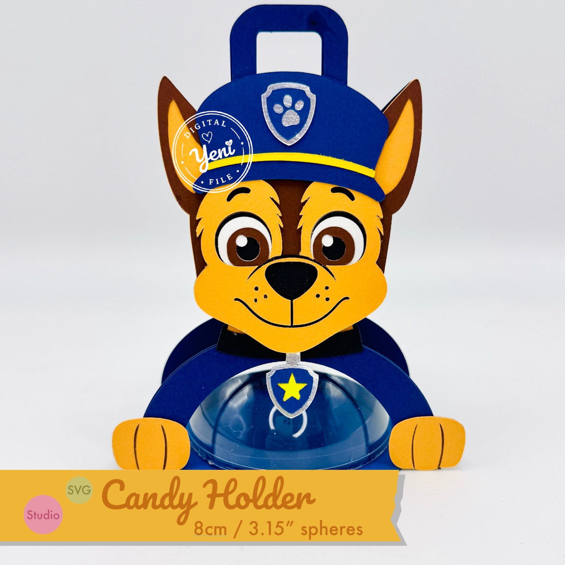 Chase Paw Patrol candy holder - For 8cm / 3.15” Sphere - SVG and Studio files