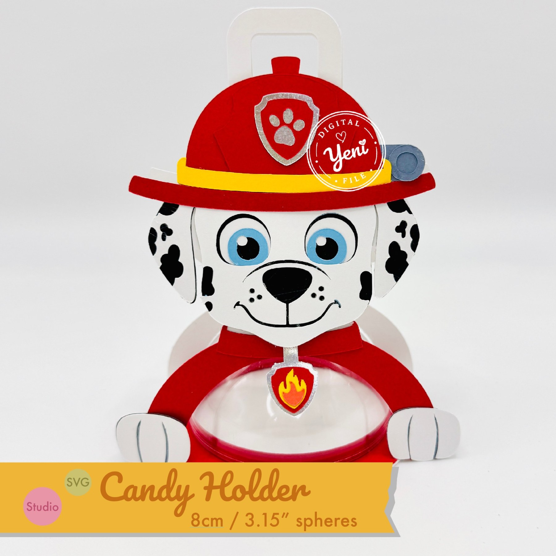 Marshall Paw Patrol candy holder - For 8cm / 3.15” Sphere - SVG and Studio files