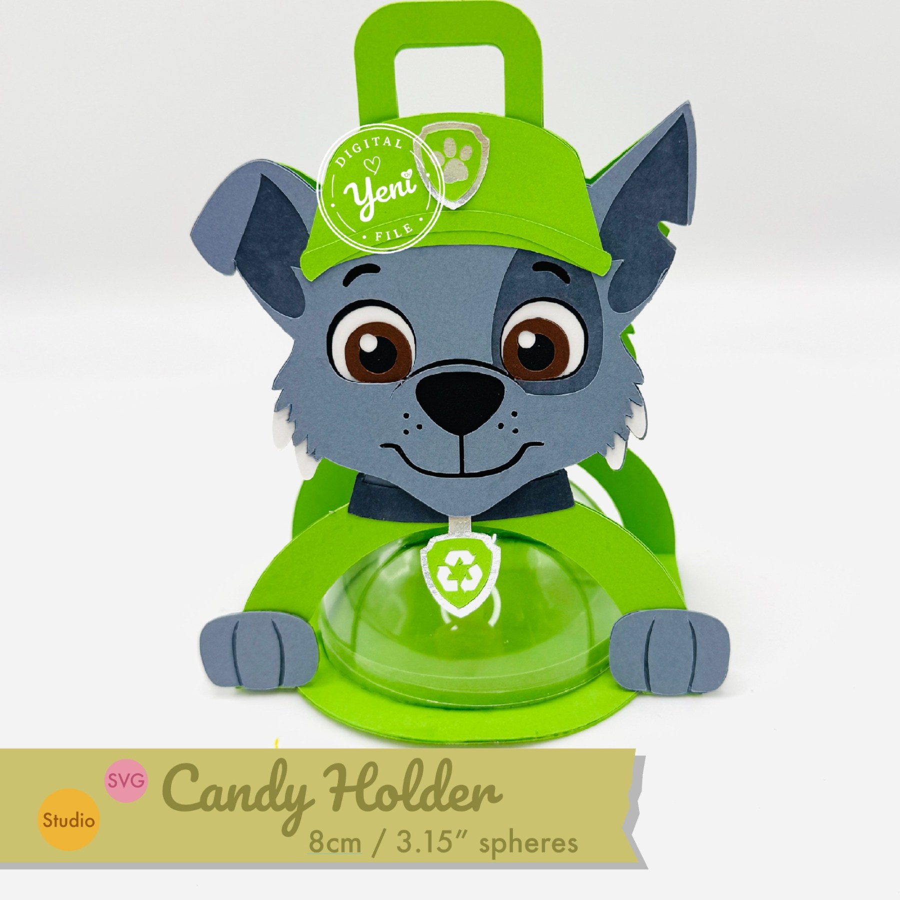 Rocky Paw Patrol candy holder - For 8cm / 3.15” Sphere - SVG and Studio files