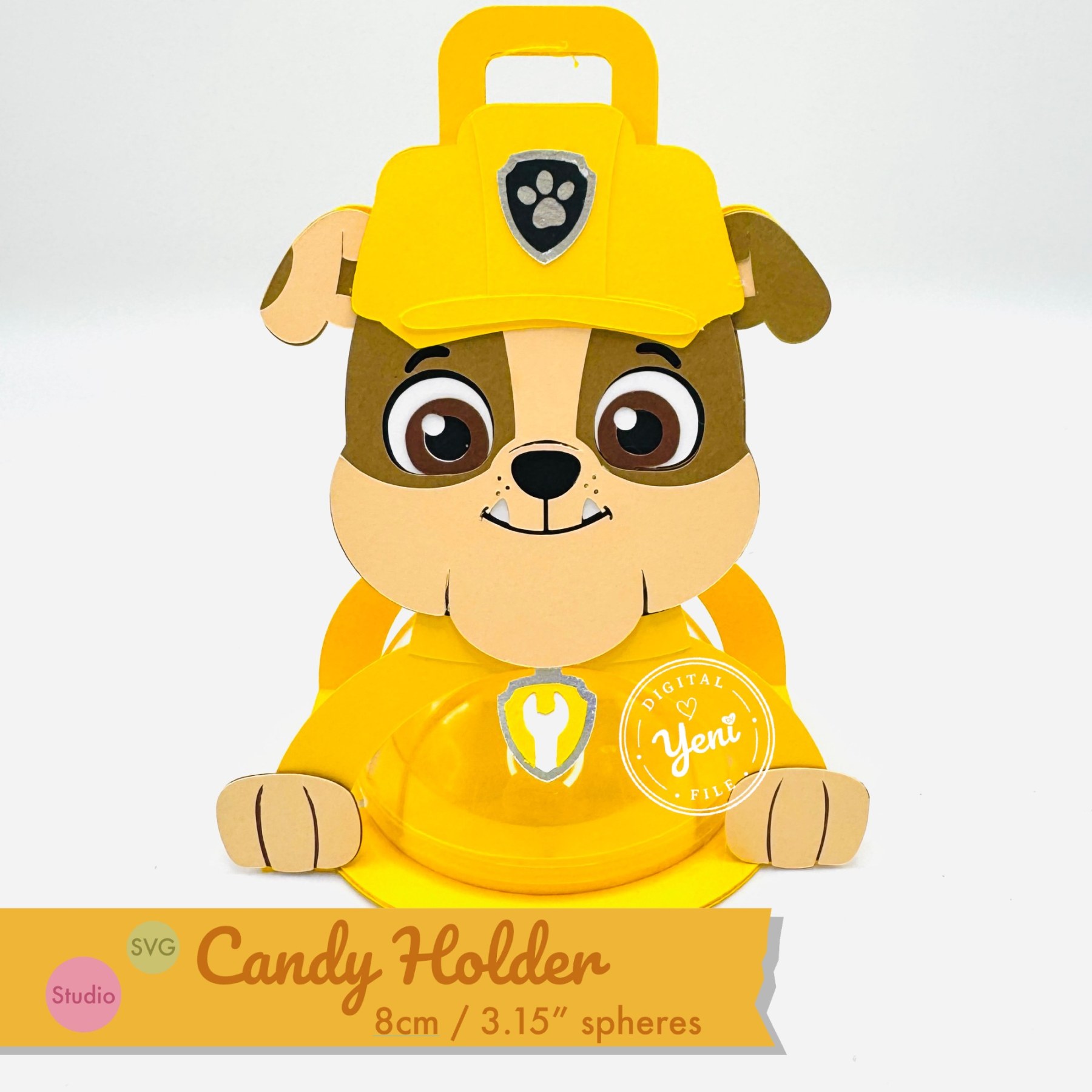 Rubble Paw Patrol candy holder - For 8cm / 3.15” Sphere - SVG and Studio files