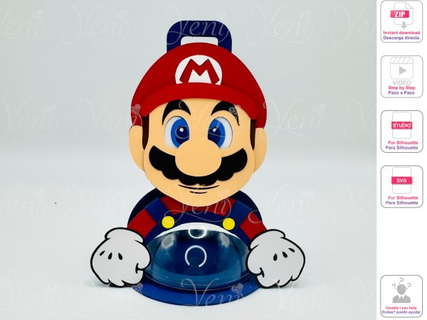 Brother Bros candy holder - For 8cm / 3.15” Sphere - digital file - SVG and Studio - Mario