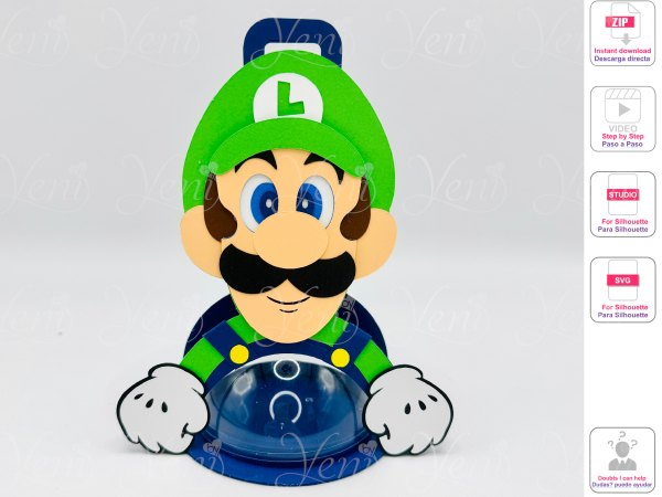 Luigi Bros candy holder - For 8cm / 3.15” Sphere - digital file - SVG and Studio