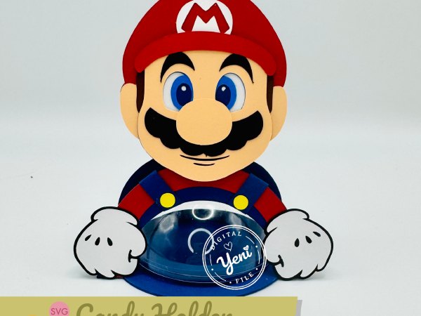 Mario Bros candy holder - For 8cm / 3.15” Sphere - digital file - SVG and Studio - Mario