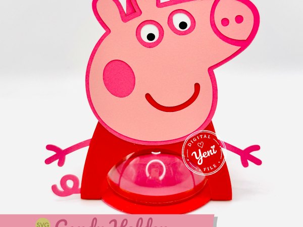 Peppe Pig candy holder - For 8cm / 3.15” Sphere - SVG and Studio files - Image 1