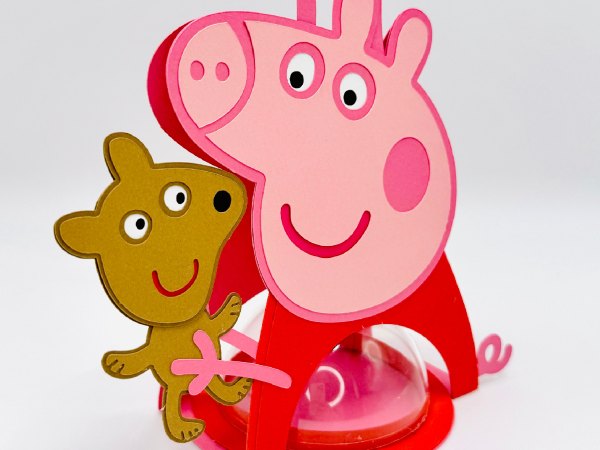 Peppe Pig and Teddy candy holder - For 8cm / 3.15” Sphere - SVG and Studio files - Image 2