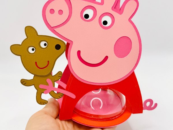 Peppe Pig and Teddy candy holder - For 8cm / 3.15” Sphere - SVG and Studio files - Image 6