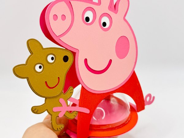 Peppe Pig and Teddy candy holder - For 8cm / 3.15” Sphere - SVG and Studio files - Image 7
