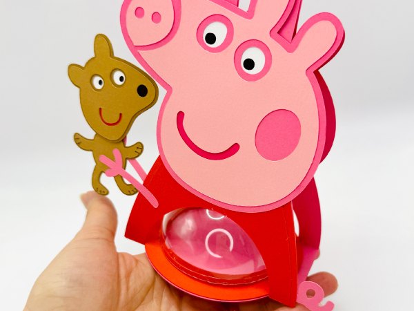 Peppe Pig and Teddy candy holder - For 8cm / 3.15” Sphere - SVG and Studio files - Image 8