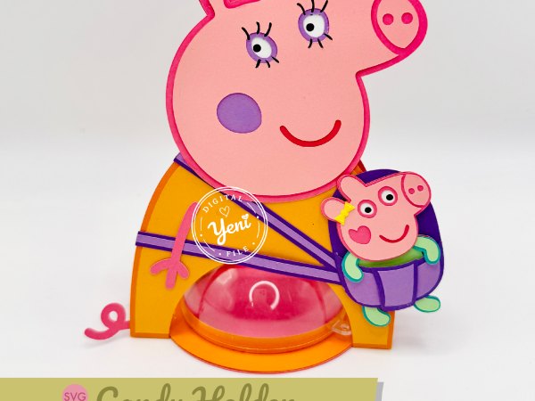 Mommy Pig and Evie candy holder - For 8cm / 3.15” Sphere - SVG and Studio files - Image 1