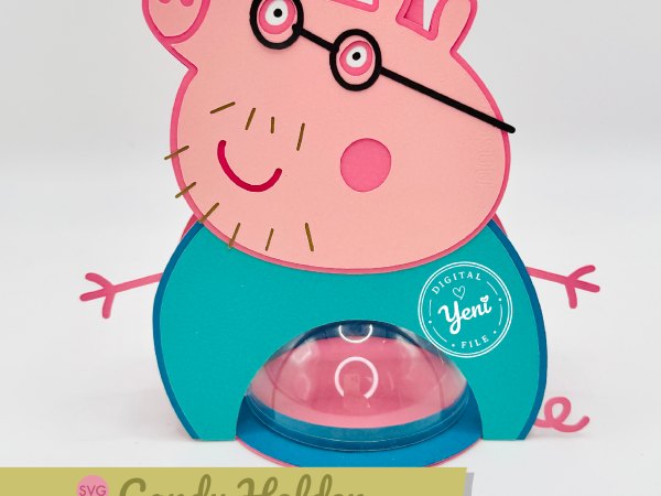 Daddy Pig candy holder - For 8cm / 3.15” Sphere - SVG and Studio files - Image 1
