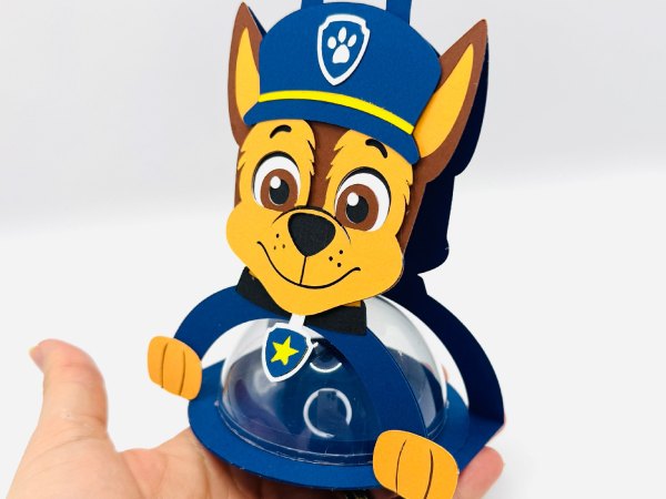 Chase Paw Patrol candy holder - For 8cm / 3.15” Sphere - SVG and Studio files - Image 9