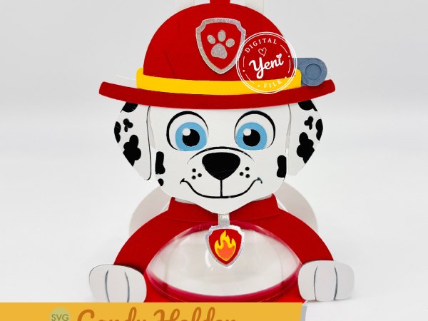 Marshall Paw Patrol candy holder - For 8cm / 3.15” Sphere - SVG and Studio files - Image 1