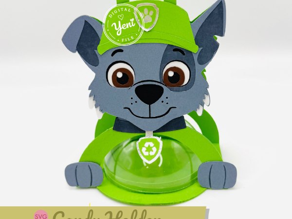 Rocky Paw Patrol candy holder - For 8cm / 3.15” Sphere - SVG and Studio files - Image 1