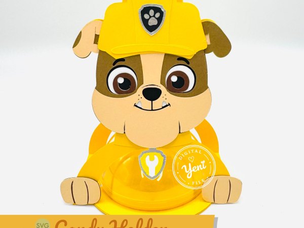 Rubble Paw Patrol candy holder - For 8cm / 3.15” Sphere - SVG and Studio files - Image 1