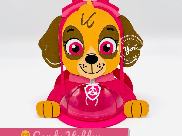 Skye Paw Patrol candy holder - For 8cm / 3.15” Sphere - SVG and Studio files - Image 1