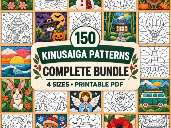 +150 Kinusaiga pattern bundle Whole Shop Kinusaiga coastal fabric Mosaic art diy decor no sew craft gift printable template beginner Foam Craft