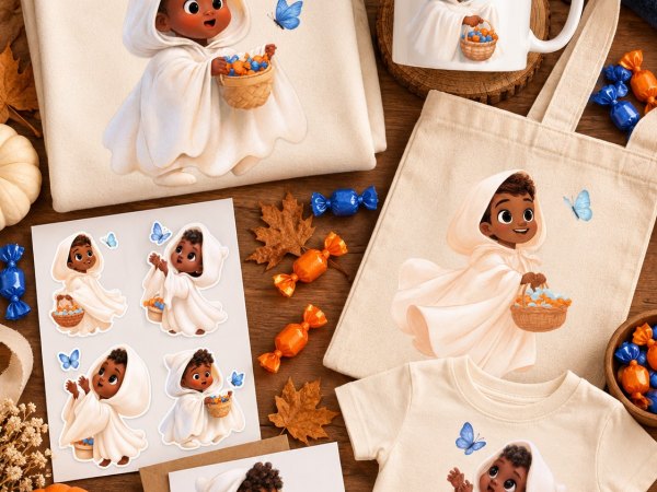 Boo & Blue Wings Black Halloween Clipart Bundle - Image 10