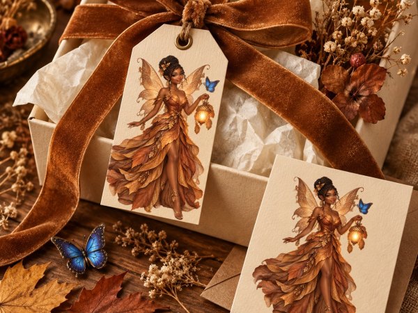 Sapphire Harvest Fairies – Black Autumn Fairy Clipart Bundle | Fall Fantasy PNG Digital Download - Image 4