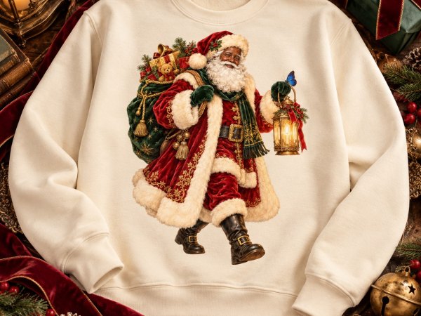 Vintage Black Santa Clipart Bundle – 20 African American Christmas PNGs - Image 3